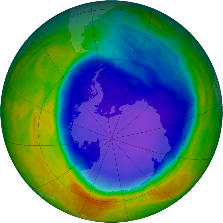 Antarctic ozone map for 18 October 2001